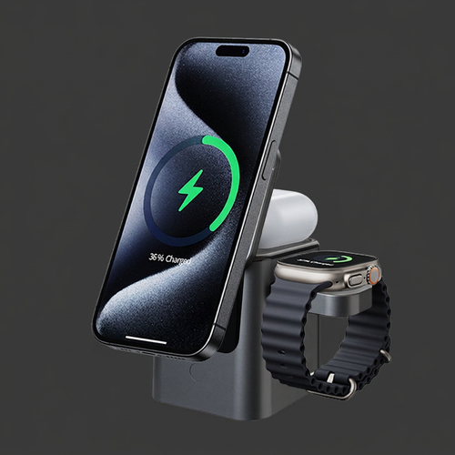 Charger with devices dark-grey background