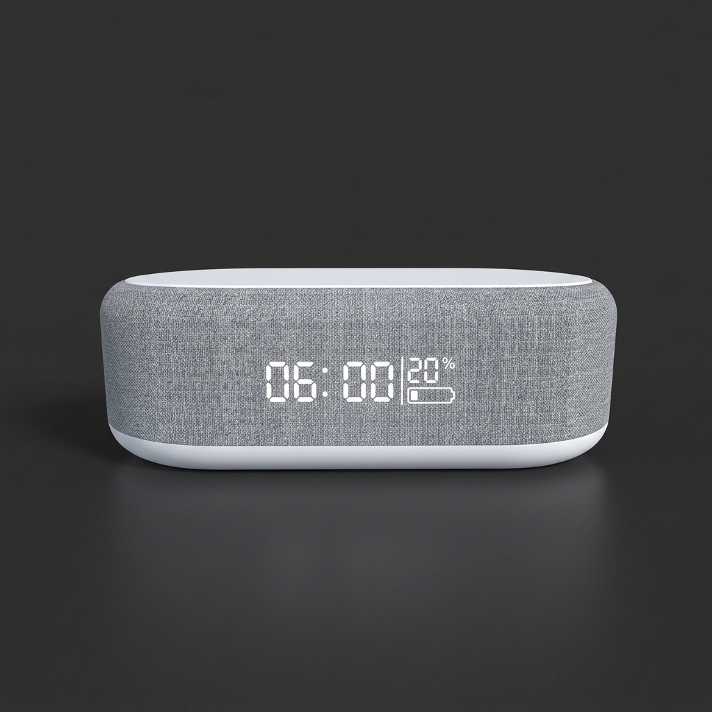 Smart clock alarm view on dark grey
